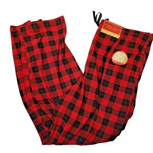Perry Ellis Portfolio Pajama Pants XL Red Black Buffalo Plaid Lounge Sleep Botto